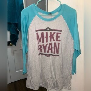 Next Level Apparel Teal and White Raglan Sleeve Men's Tee